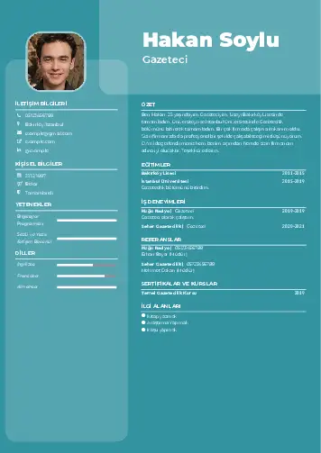 Gazeteci CV Örnekleri cv indir